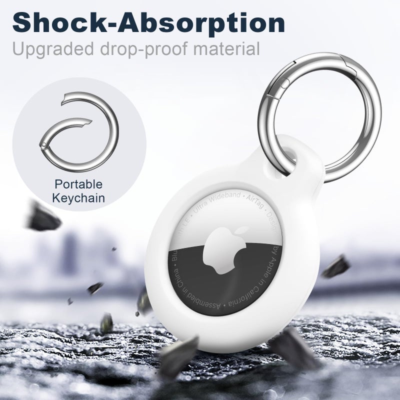 MOLOSLEEVE Airtag Holder Air Tag Case with Keychain, Anti-Scratch Airtags Key Chain for Apple Air Tags, Airtag Accessories for GPS Item Finder Tracker, White - Image 5