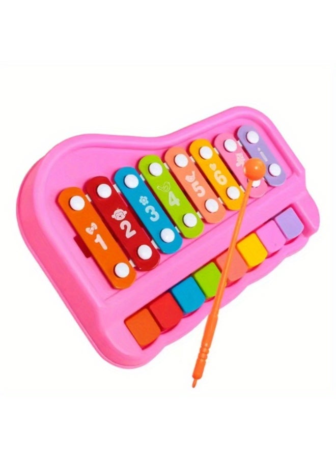 Early Education Multicolor 8-Note Tap & Play Piano/Xylophone 2-in-1 Toy - 6 Sound Modes with Sensitive Keys & Number Learning Function, Multiple Colors Available (Red/Blue/Green/Yellow) - Random Color Delivery  - Image 1