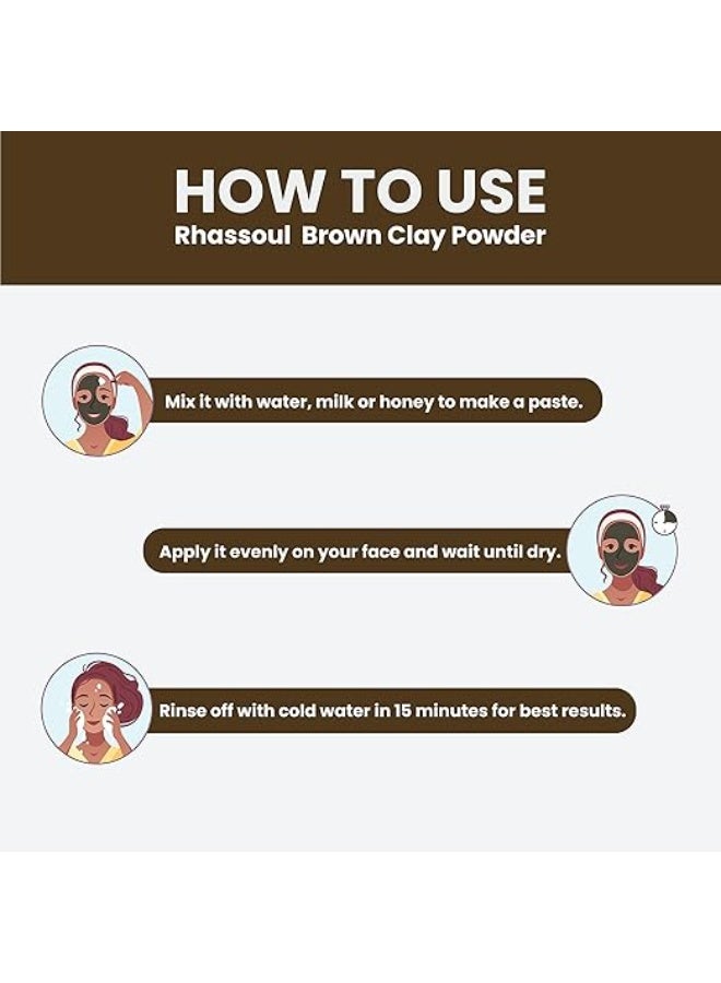minature mi nature Rhassoul Brown Clay Powder For Fairness Sun-Tan Acne-Spot Face Pack & Hair Pack| All Skin Type & Unisex use| 100% pure & Natural | (227g/1/2 lb/8 Oz) - Image 3