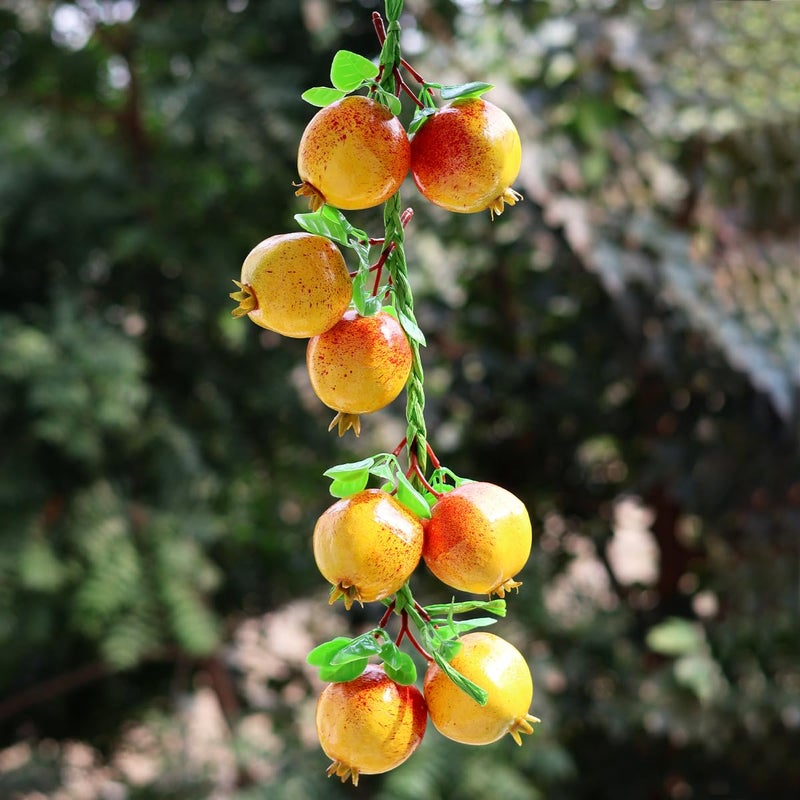 Crystu Artificial Pomegranate Fruits for Decoration with Hanging Pomegranate Artificial Fruits Home Decor Artificial Fruits for Decoration Pack of 2 pc - Image 2