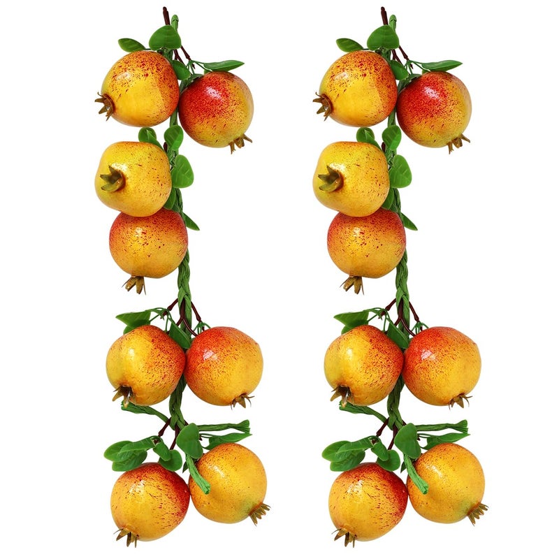 Crystu Artificial Pomegranate Fruits for Decoration with Hanging Pomegranate Artificial Fruits Home Decor Artificial Fruits for Decoration Pack of 2 pc - Image 1