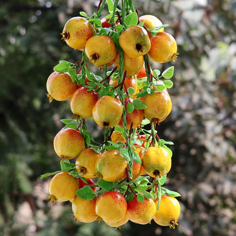 Crystu Artificial Pomegranate Fruits for Decoration with Hanging Pomegranate Artificial Fruits Home Decor Artificial Fruits for Decoration Pack of 2 pc - Image 3