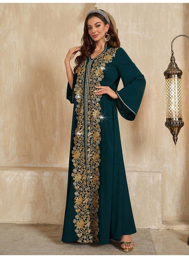 Madam Uniq Middle Eastern Muslim Ethnic Style Long Dress Robe - Image 4