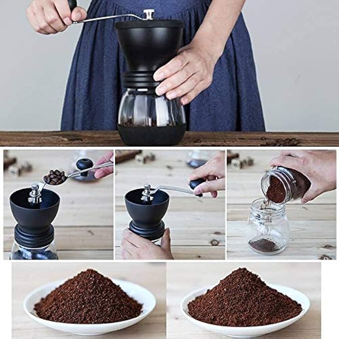 U-HOOME Manual Coffee Grinders Portable Burr Coffee Grinder With Ceramic Burrs Hand Mill Glass Jars For Eropress Drip Coffee Espress - Image 2