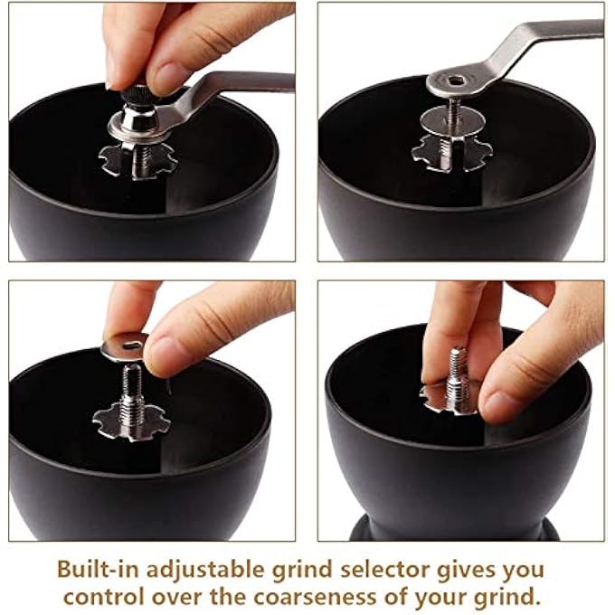 U-HOOME Manual Coffee Grinders Portable Burr Coffee Grinder With Ceramic Burrs Hand Mill Glass Jars For Eropress Drip Coffee Espress - Image 3