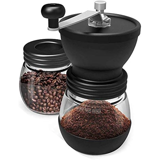 U-HOOME Manual Coffee Grinders Portable Burr Coffee Grinder With Ceramic Burrs Hand Mill Glass Jars For Eropress Drip Coffee Espress - Image 1