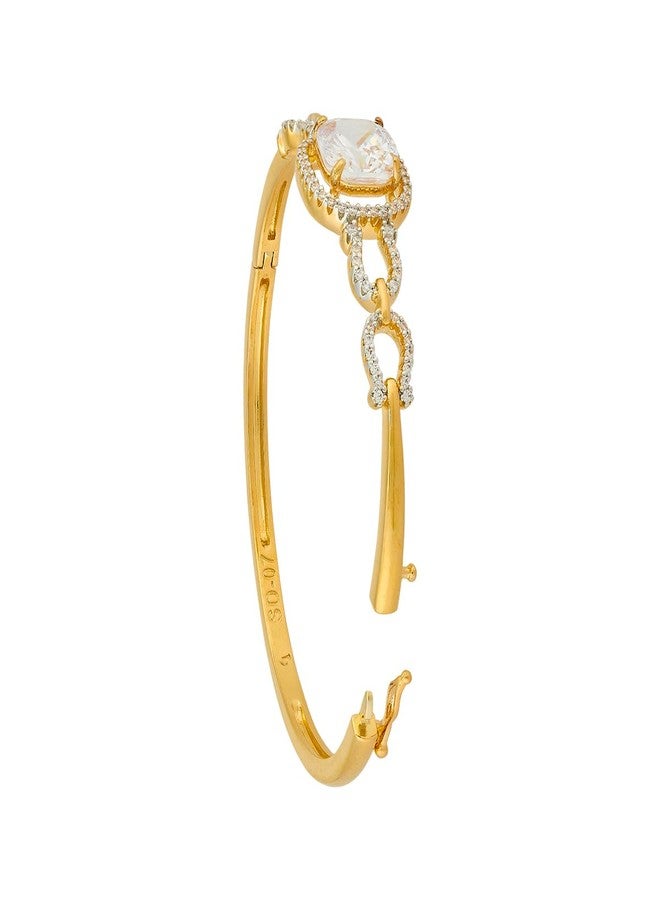 KUSHAL'S Fashion Jewellery White Rodium-Gold Polished Copper Zircon Kada, Best for Casual Wear & Special Occasion- 454232 - Image 3