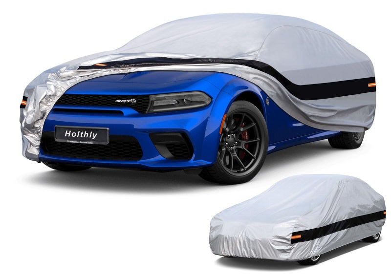 Holthly 10 Layers Car Cover Custom Fit for Dodge Charger 20062024 Waterproof All Weather for Automobiles Outdoor Full Cover Rain Sun UV ProtectionSilver