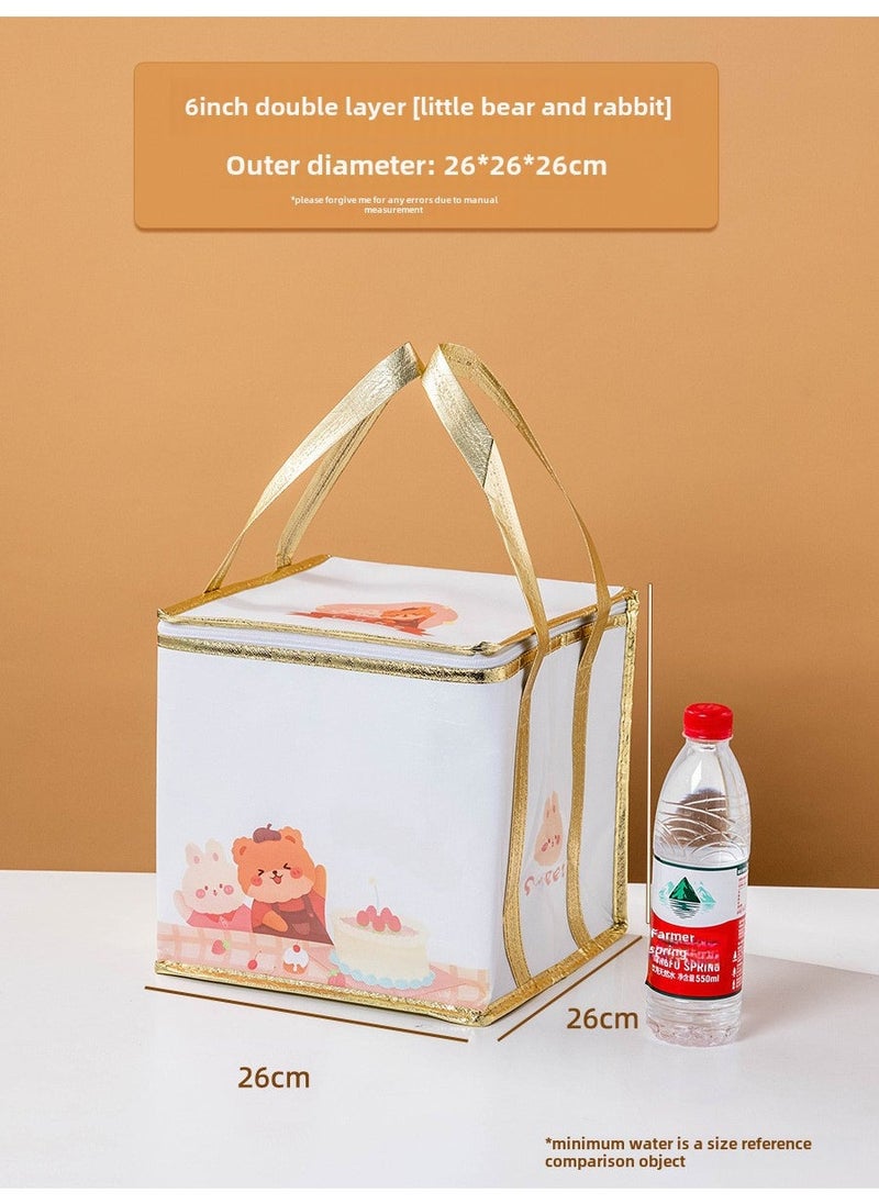 Generic - Thick Insulated Cake Carrier Birthday Deliverable 6-inch double-layer insulation bag "Little Bear rabbit" 1 only - Image 1
