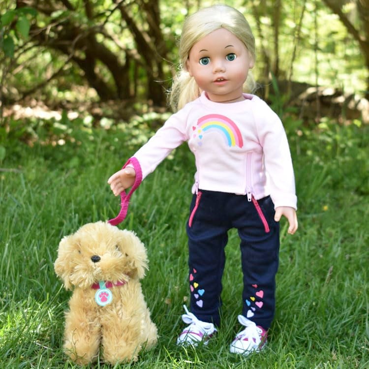 Sophia's 18" Doll 8 pc. Golden Brown Plush Puppy Dog, Carrier, and Accessories Set - Image 4