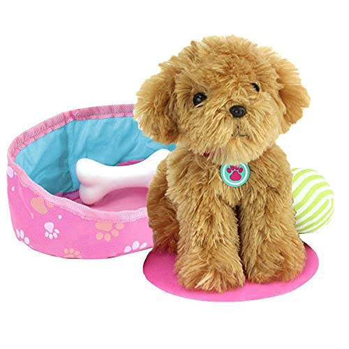Sophia's 18" Doll 8 pc. Golden Brown Plush Puppy Dog, Carrier, and Accessories Set - Image 2