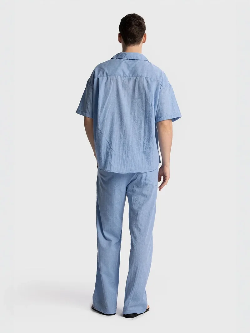 Giesto Baby Blue GIESTO Men's Relaxed Fit Short Sleeve Shirt for Men | Best Price UAE