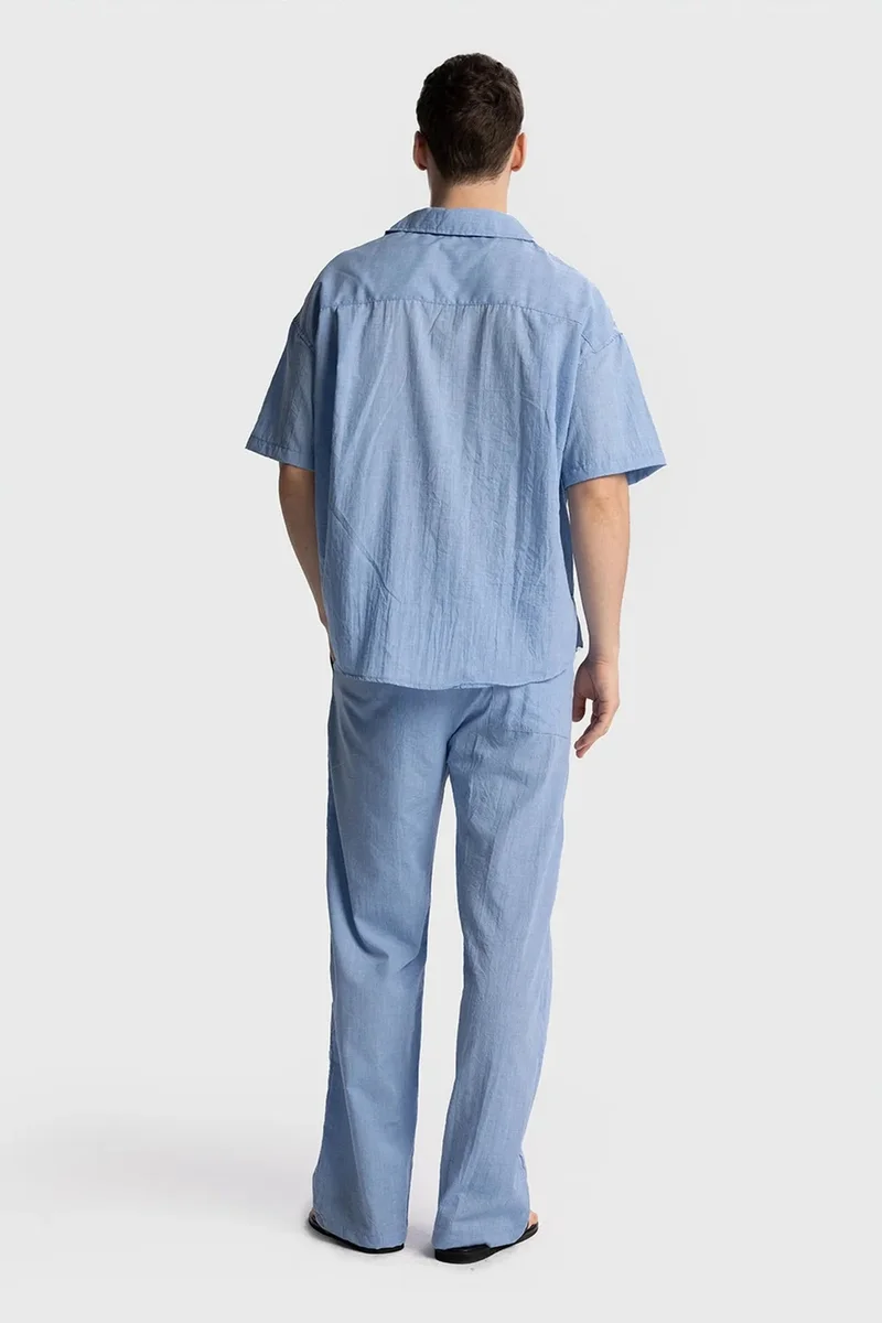 Giesto Baby Blue GIESTO Men's Relaxed Fit Short Sleeve Shirt for Men | Best Price UAE