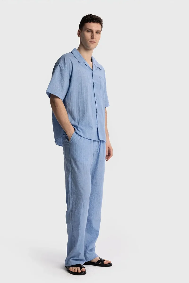 Giesto Baby Blue GIESTO Men's Relaxed Fit Short Sleeve Shirt for Men | Best Price UAE