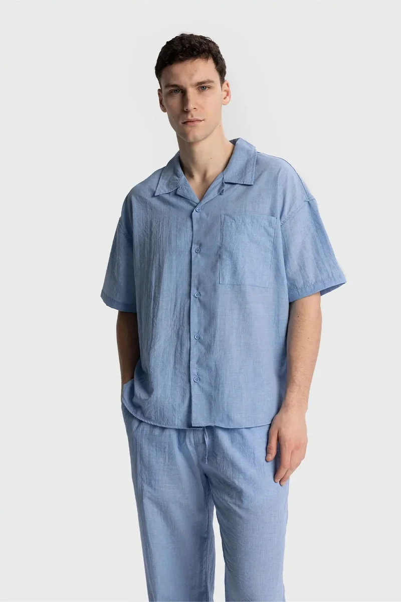Giesto Baby Blue GIESTO Men's Relaxed Fit Short Sleeve Shirt for Men | Best Price UAE