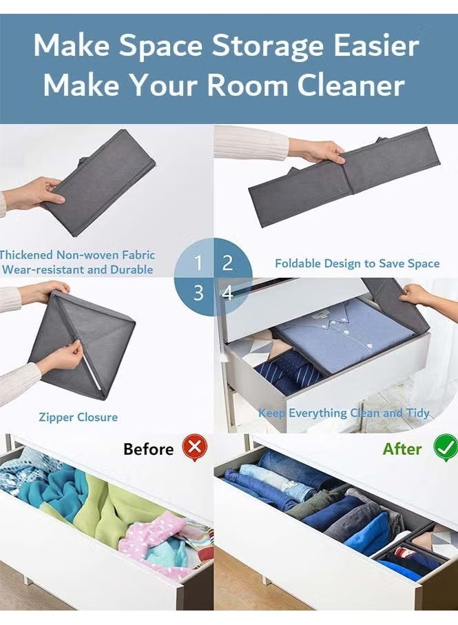 6 Pack Wardrobe Organiser Foldable Underwear Drawer Organiser Closet Organizers and Storage for Clothes, Socks, Scarves, Ties (Beige) - Image 5