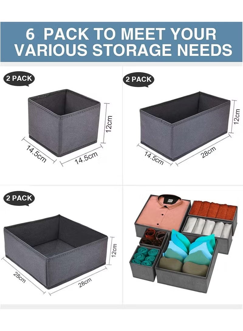 6 Pack Wardrobe Organiser Foldable Underwear Drawer Organiser Closet Organizers and Storage for Clothes, Socks, Scarves, Ties (Beige) - Image 3