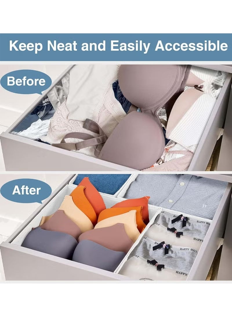 6 Pack Wardrobe Organiser Foldable Underwear Drawer Organiser Closet Organizers and Storage for Clothes, Socks, Scarves, Ties (Beige) - Image 2