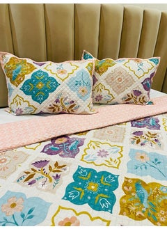 Subtlespreads Subtlespreads Premium Cotton Feel Quilted Bedcover for Double Bed King Size with 2 Quilted Pillow Covers Decorative Bed CoverQuilted Bedspread Bedsheet Multicolor Geometric  - Image 2