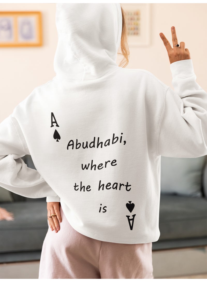 هودي أبيض مطبوع – تصميم، قطن ناعم، للجنسين - Image 2