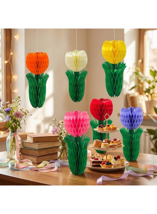 3 Pcs 3D Tulip Honeycomb Centerpieces | Spring Flower Table Decor for Home Mother's Day Garden - Image 3
