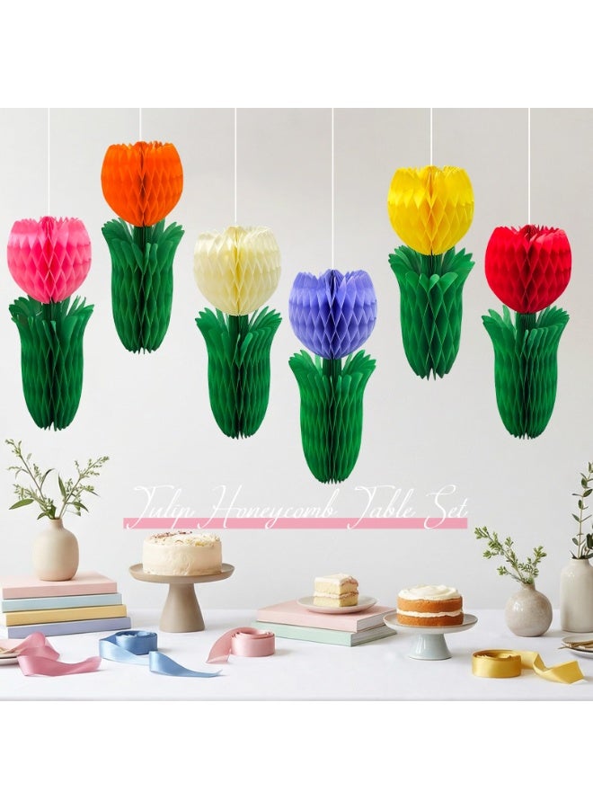 3 Pcs 3D Tulip Honeycomb Centerpieces | Spring Flower Table Decor for Home Mother's Day Garden - Image 2