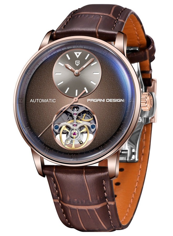 PAGANI DESIGN New Men's Watches, High-Quality Imported Movement, 42MM Silver Frame With Brown Dial And Brown PU Leather Strap, Fashionable And Luxurious PD1796  - Image 1