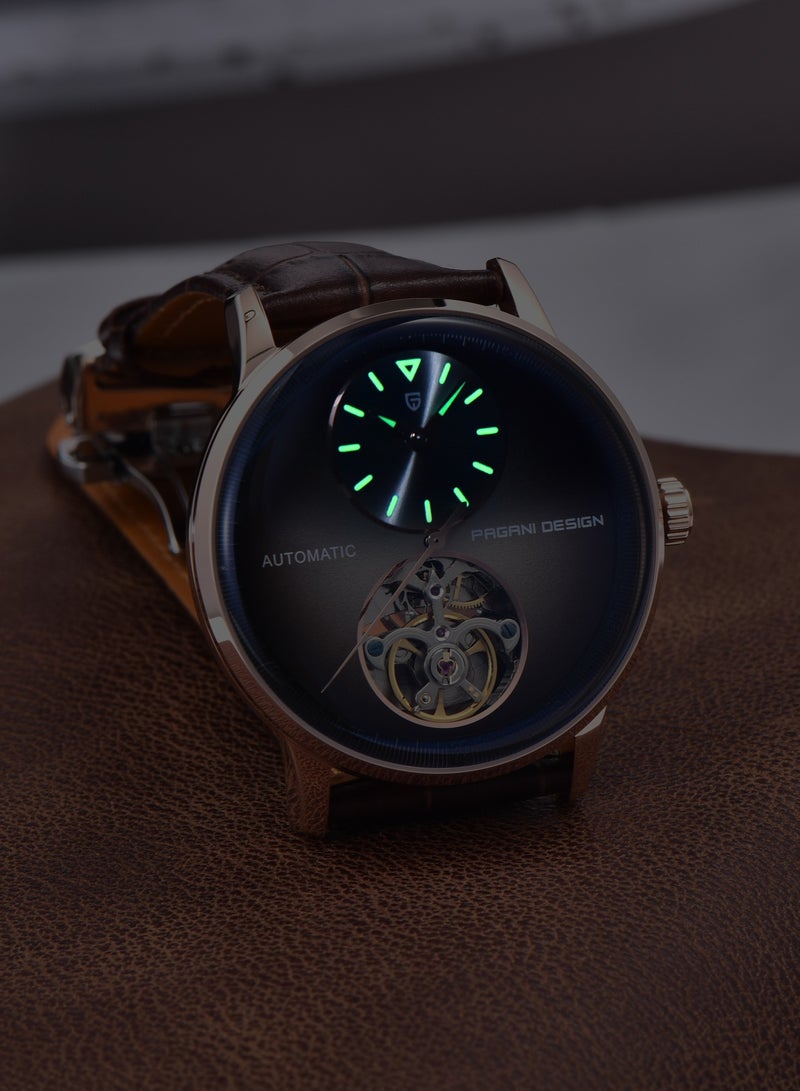 PAGANI DESIGN New Men's Watches, High-Quality Imported Movement, 42MM Silver Frame With Brown Dial And Brown PU Leather Strap, Fashionable And Luxurious PD1796  - Image 5