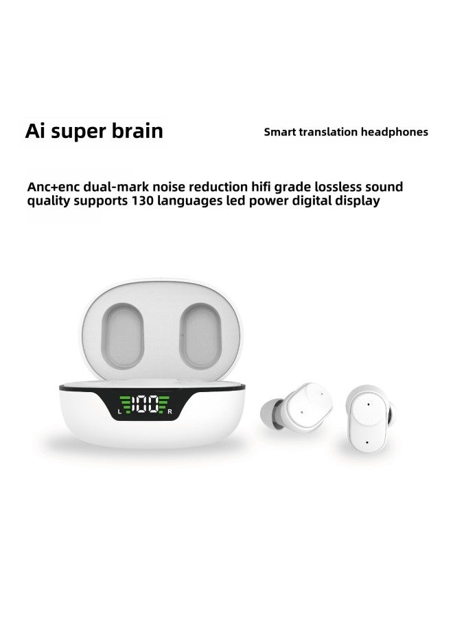 16-channel Digital Bluetooth Translation Headset Intelligent Noise Reduction Multi-mode Binaural Wearing In-ear Hearing Aids-Color:White  - Image 1