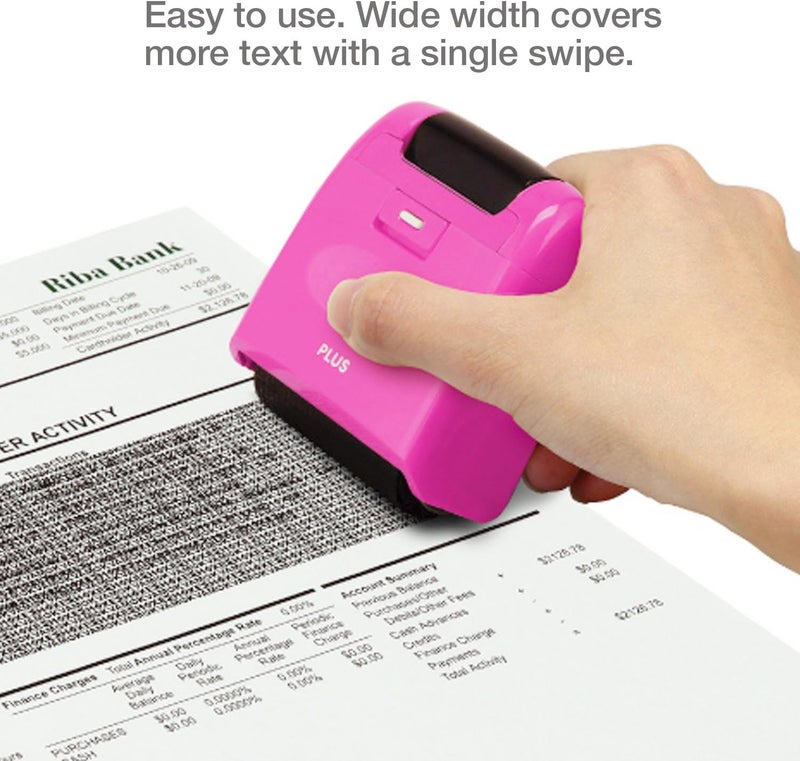 Plus Guard Your ID Security Stamp Wide Roller 2-Piece Kit, Pink, Blockout Address Cover, Faster Alternative to Shredder - Image 5