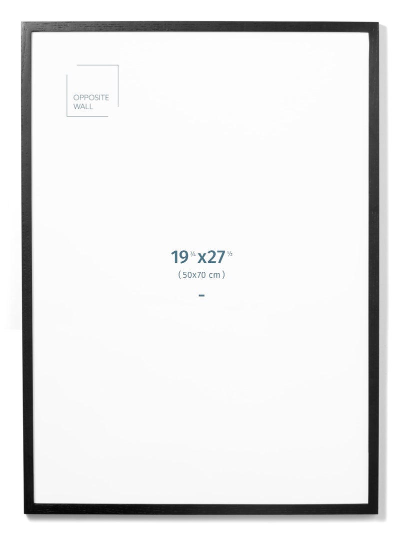إطار صورة من خشب البلوط الأسود الصلب 50x70 سم قابل للتعليق خفيف الوزن متعدد الاستخدامات مقاوم للكسر لتزيين الجدران للمكتب والمعرض والمنزل 19 34 × 27 12 بوصة