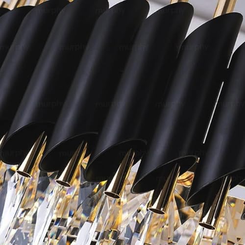 Murphy Black Mamba Black & Gold Crystal Pendant Light (Pack of 1) | 12 Inch Round Luxury Ceiling Chandelier with Metal Frame & Crystal Tubes for Living Room, Dining Room, Bedroom & Hall (300MM) - Image 5