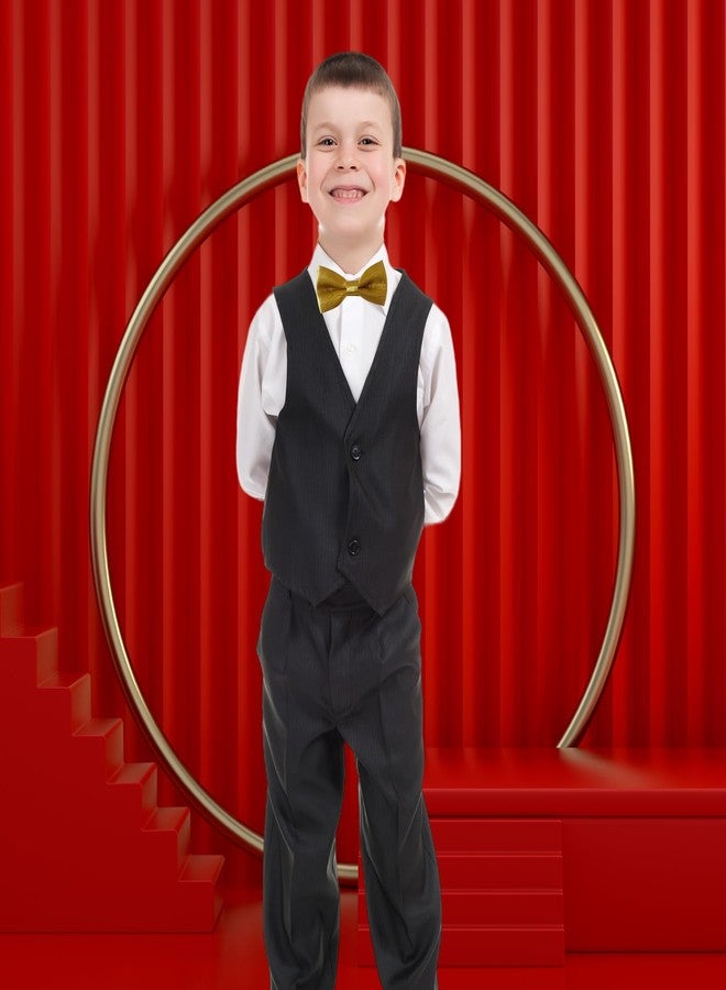 Bwerfuet Classic Adjustable Neck Bow Tie - Solid Color Satin Bow Tie for Boy Wedding Party Dress Up (Gold) - Image 3