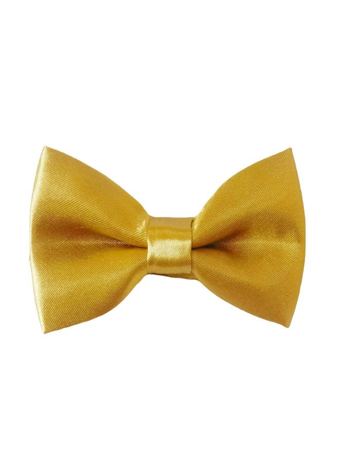 Bwerfuet Classic Adjustable Neck Bow Tie - Solid Color Satin Bow Tie for Boy Wedding Party Dress Up (Gold) - Image 1