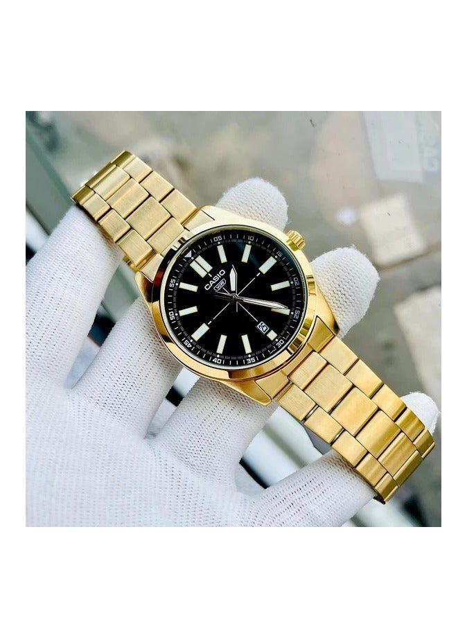 كاسيو - MTP-VD02G-1E ساعة يد للرجال مينا سوداء ومينا سوداء 3 عقارب - Image 3