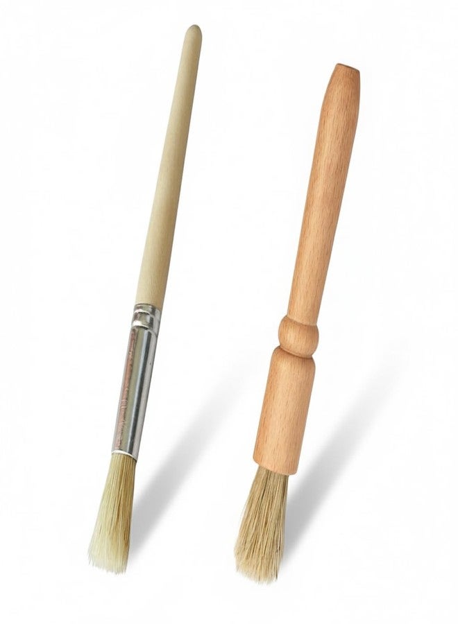 VBHHY Coffee Grinder Cleaning Brush 2Pcs, Wood Handle & Natural Bristles Wood Dusting Espresso Brush Accessories for Bean Grain Coffee Tool Barista Home Kitchen - Image 1