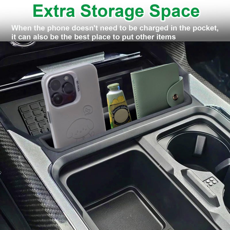 PIMCAR Truck Phone Holder for 2023 2024 2025 2026 Ford F250 F350 F450 F550 Pocket Insert Organizer with USB Hole, Premium Silicone Anti-Tipping Phone Stand, Super Duty OEM Accessories - Image 5