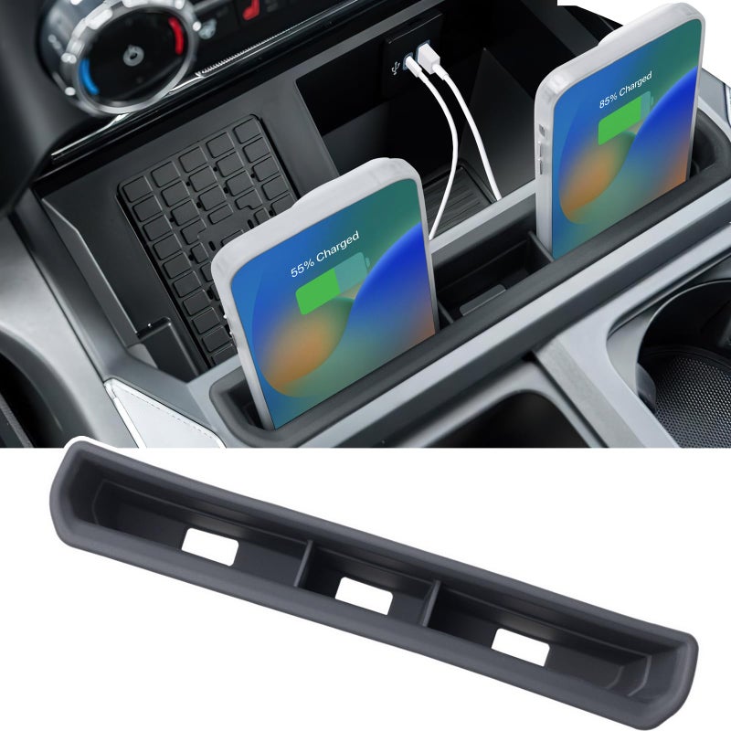 PIMCAR Truck Phone Holder for 2023 2024 2025 2026 Ford F250 F350 F450 F550 Pocket Insert Organizer with USB Hole, Premium Silicone Anti-Tipping Phone Stand, Super Duty OEM Accessories - Image 1
