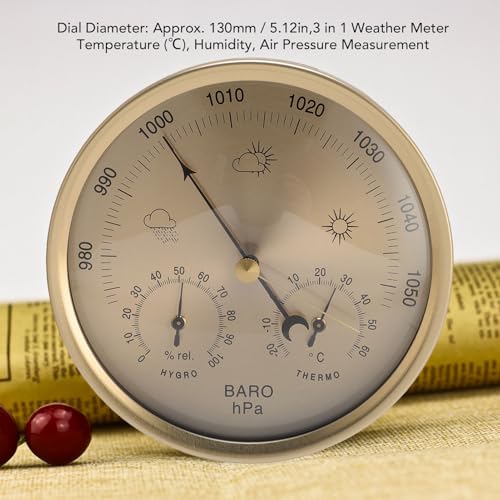 NOENNULL Wall Hanging 3 in 1 Barometer Weather Station Thermometer Barometer Hygrometer Accurate Weather Station for Home and Office Indoor and Outdoor Use - Image 3