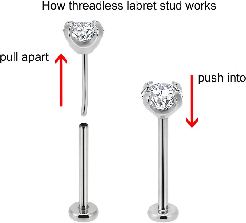 NewkeepsR 20g/18g/16g G23 Titanium Press Fit Threadless Push Pop in Labret Lip Monroe Tragus Earring Stud Piercing - Image 2