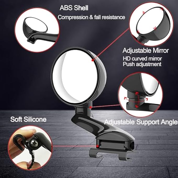 rayihni Car Blind Spot Mirrors Universal Modified Rearview Mirror Multifunction Adjustable Car Auxiliary Wide Angle Mirror Blind Spot Side Rear View Mirror Fit For All Vehicles Right - Image 3