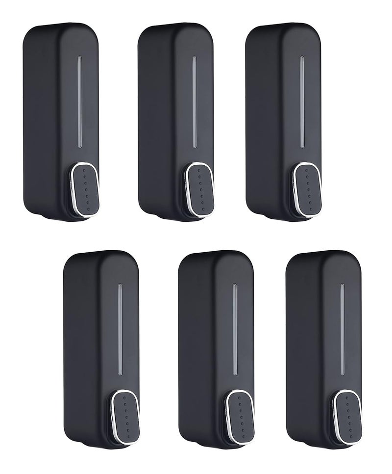 BATH GURU ABS Soap Shampoo Sanitizer Handwash Gel Liquid Soap Dispenser for Bathroom Kitchen 350 Ml (Slim Black, Pack of 6) - Image 1