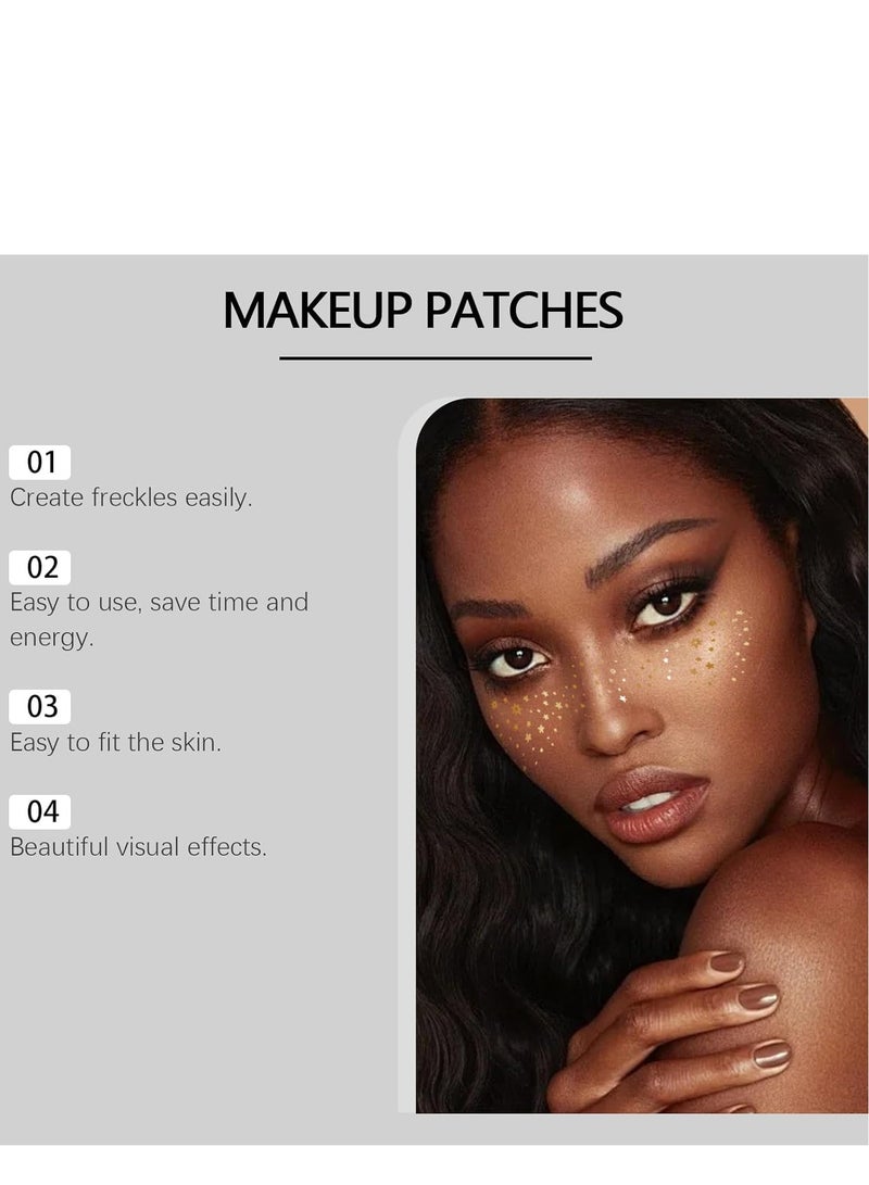 ثعبان البحر  Gold Glitter Freckles Face Tattoo 6Pcs, Face Makeup Patches, Temporary Sparkle Freckles Stickers, Waterproof Face and Body Glitter Dots For Women, Festival Makeup Freckles, Faux Freckles - Image 5