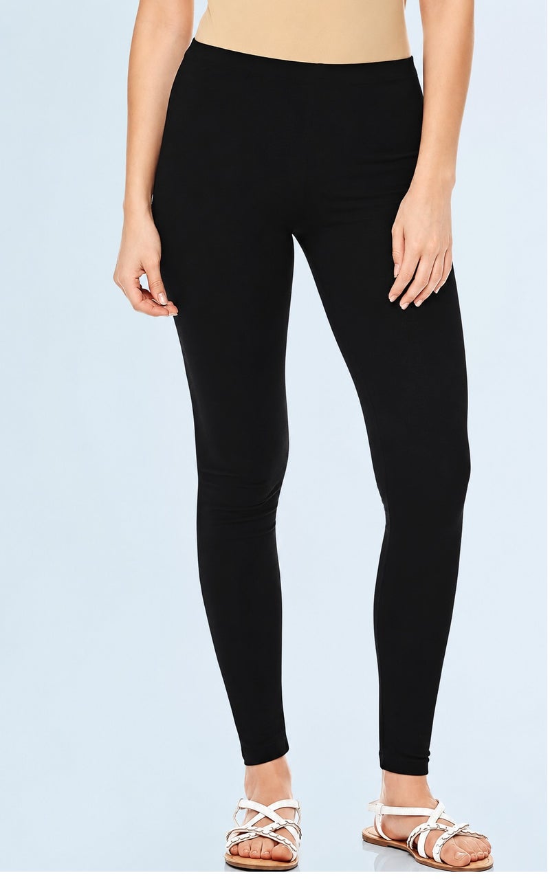 Fabienne 3-Pc Cotton Leggings for Women Soft Stretch Pants Cotton Yoga Pants Elastic Waist Womens Leggings Black Skinny Comfortable Everyday Fit - Image 4