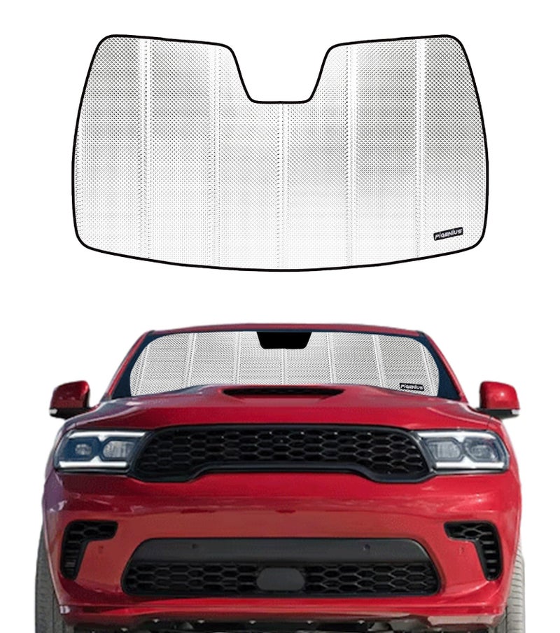 Pigenius Windshield Sun Shade for Dodge Durango 20212025 Reflective Aluminum Film Front Window Sunshade BLAZBLOCK