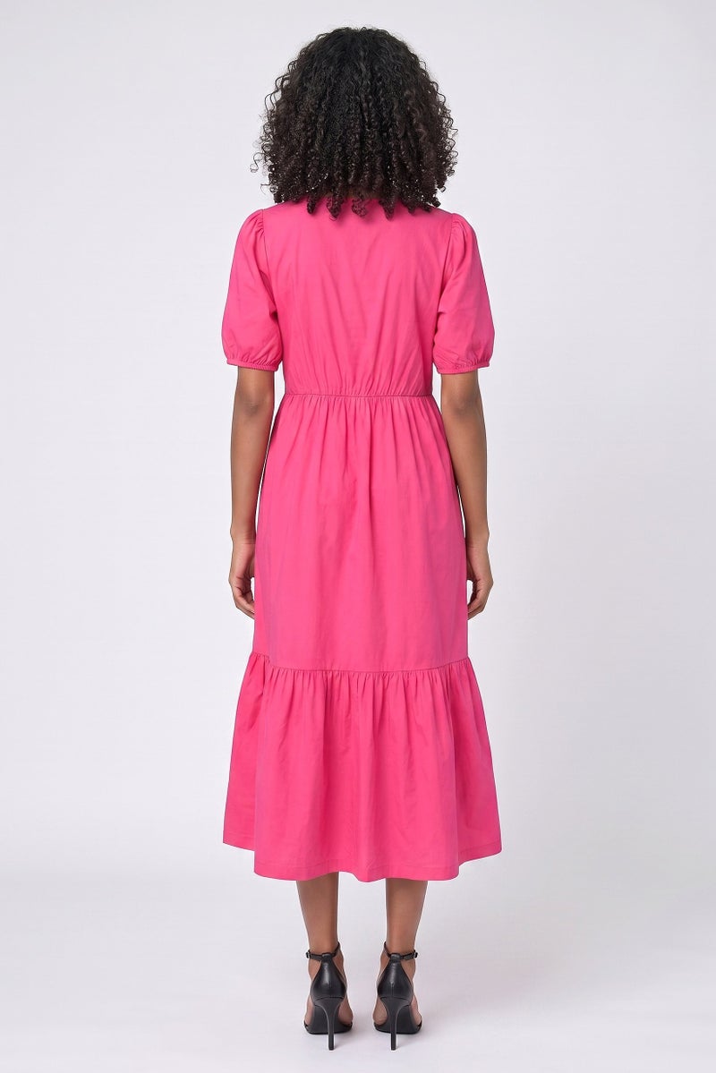 Threadbare Women Solid Maxi Dress, Fuchsia - Image 4