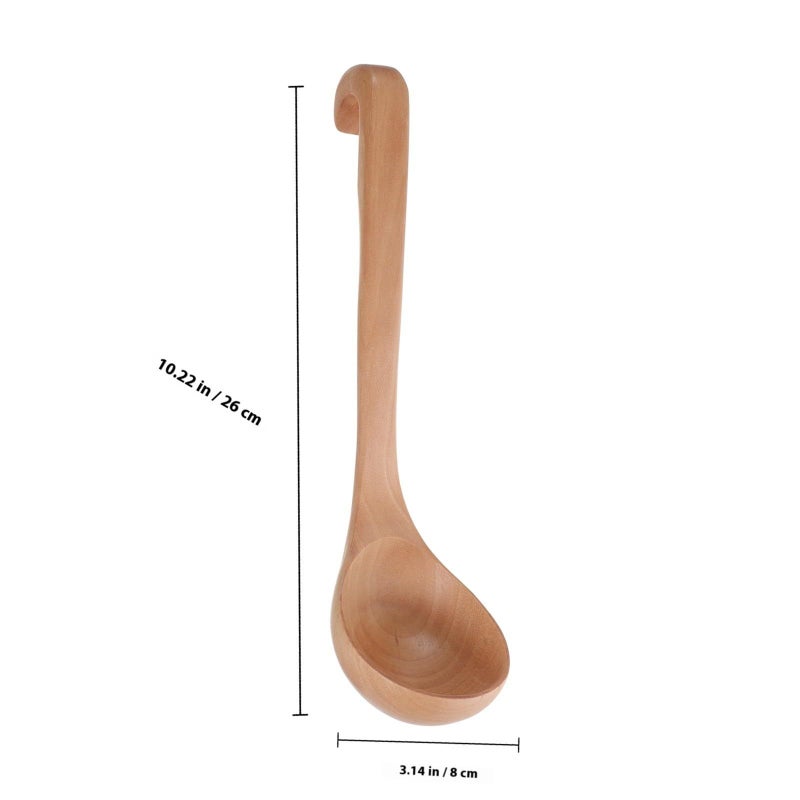 Acacia Wood Soup Spoon Long Handle 26cm for Hot Pot Porridge Serving - Image 3