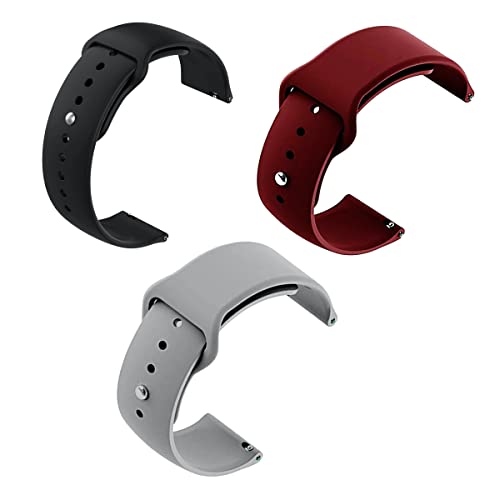 NOTYEX 22mm Silicone Strap Band Compatible With Redmi Watch 5 Active, ColorFit Pro 4/Pro 4 Max/Ultra/Ultra 2, Amazfit GTR 47mm/ GTR 2E, Boat Xtend Pro, Galaxy Watch 3 45mm, Realme S/S Pro Smartwatch, (Pack of 3) - Image 1