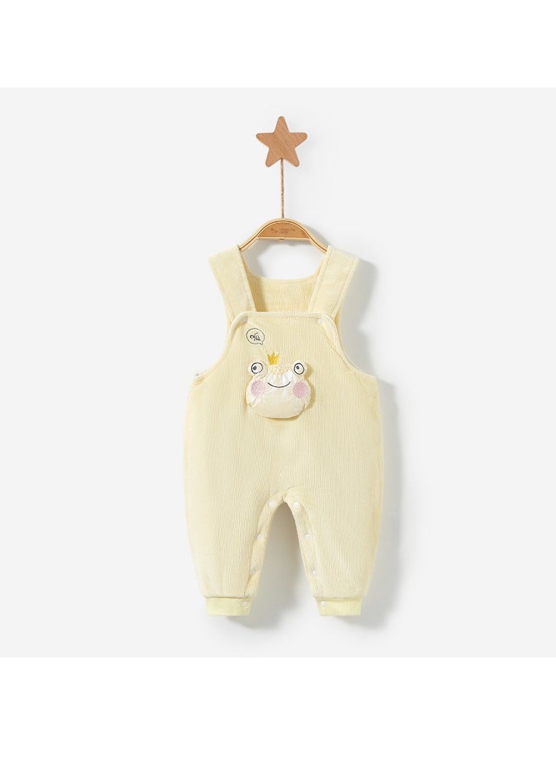 xozgdovg Baby pants New warm jacket button cotton pants overalls baby cotton clothes children's clothes yellow 