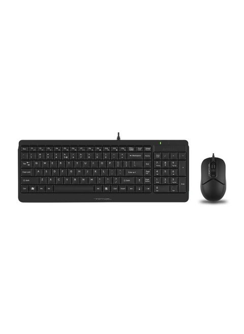 FSTYLER 2 Section Wired Keyboard Mouse Desktop Set F1512, High-Elasticity Silicon,4-Way Wheel With 1200 Dpi, Black